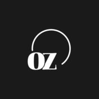 OZ logo initials monogram with circular lines, minimalist and clean logo design, simple but classy style vector