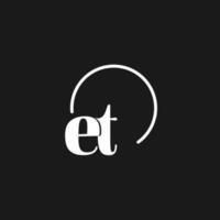 ET logo initials monogram with circular lines, minimalist and clean logo design, simple but classy style vector