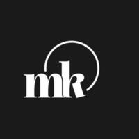 MK logo initials monogram with circular lines, minimalist and clean logo design, simple but classy style vector