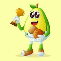 Cute avocado characters playing basketball vector