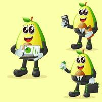Cute avocado characters in finance vector