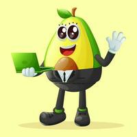 Cute avocado character typing on a computer vector