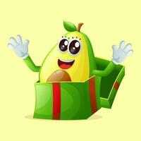 Cute avocado character receiving gifts vector