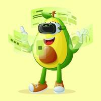 Cute avocado character in metaverse vector