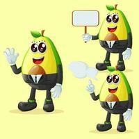 Cute avocado characters in advertising vector