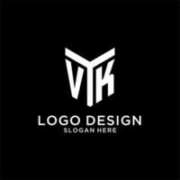 VK mirror initial logo, creative bold monogram initial design style vector