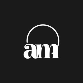 AM logo initials monogram with circular lines, minimalist and clean logo design, simple but classy style vector