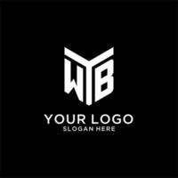 WB mirror initial logo, creative bold monogram initial design style vector