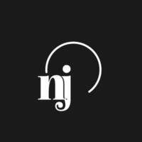 NJ logo initials monogram with circular lines, minimalist and clean logo design, simple but classy style vector