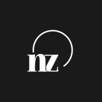 NZ logo initials monogram with circular lines, minimalist and clean logo design, simple but classy style vector