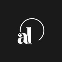 AL logo initials monogram with circular lines, minimalist and clean logo design, simple but classy style vector