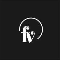 FV logo initials monogram with circular lines, minimalist and clean logo design, simple but classy style vector