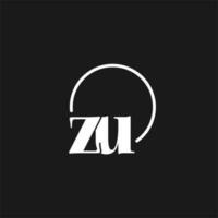 ZU logo initials monogram with circular lines, minimalist and clean logo design, simple but classy style vector