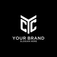 CC mirror initial logo, creative bold monogram initial design style vector