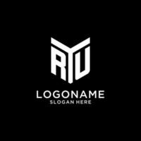RU mirror initial logo, creative bold monogram initial design style vector