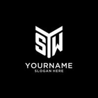 SW mirror initial logo, creative bold monogram initial design style vector