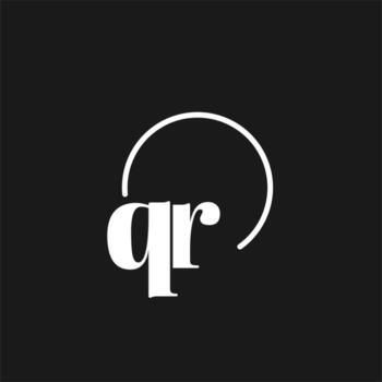 QR logo initials monogram with circular lines, minimalist and clean logo design, simple but classy style vector