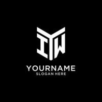 IW mirror initial logo, creative bold monogram initial design style vector