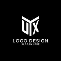 UX mirror initial logo, creative bold monogram initial design style vector