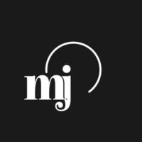 MJ logo initials monogram with circular lines, minimalist and clean logo design, simple but classy style vector