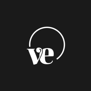 VE logo initials monogram with circular lines, minimalist and clean logo design, simple but classy style vector