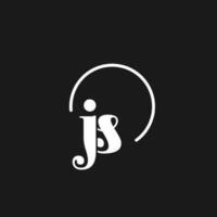 JS logo initials monogram with circular lines, minimalist and clean logo design, simple but classy style vector