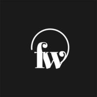 FW logo initials monogram with circular lines, minimalist and clean logo design, simple but classy style vector