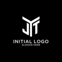 JT mirror initial logo, creative bold monogram initial design style vector