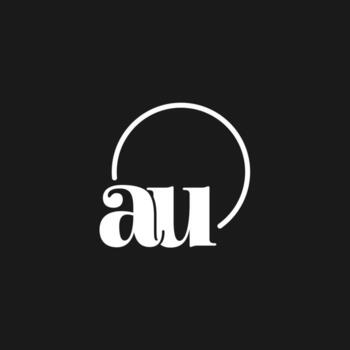 AU logo initials monogram with circular lines, minimalist and clean logo design, simple but classy style vector
