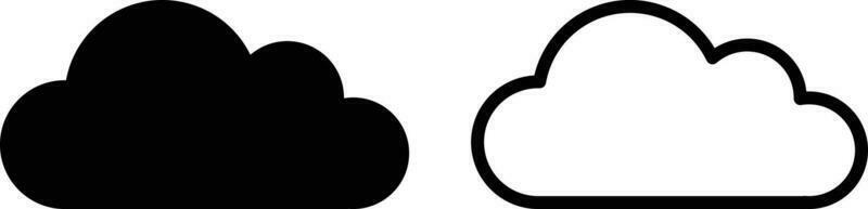 nube icono conjunto vector en dos estilos para clima y tecnología icono