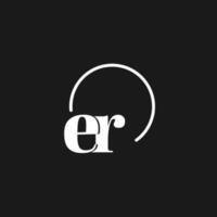 ER logo initials monogram with circular lines, minimalist and clean logo design, simple but classy style vector