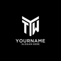TW mirror initial logo, creative bold monogram initial design style vector