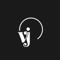 VJ logo initials monogram with circular lines, minimalist and clean logo design, simple but classy style vector