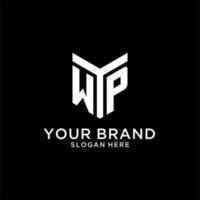 WP mirror initial logo, creative bold monogram initial design style vector