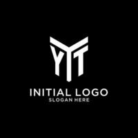 YT mirror initial logo, creative bold monogram initial design style vector