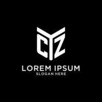 CZ mirror initial logo, creative bold monogram initial design style vector