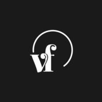 VF logo initials monogram with circular lines, minimalist and clean logo design, simple but classy style vector