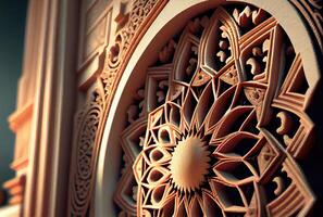 islámico decoración modelo interior antecedentes. Arte y decorativo concepto. digital Arte fantasía ilustración. generativo ai foto