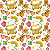 Hippy culture. 70's style summer print. Seamless pattern. Vector. vector