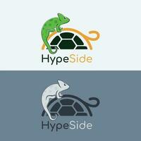 Vector set of logo design templates in bright gradient colors - reptiles and frogs - abstract emblems