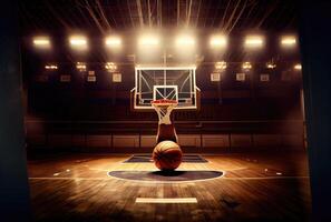 Basketball ball on the basketball court. Sport and Athlete concept. photo