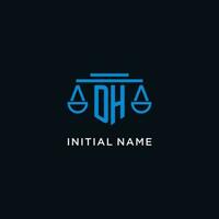 dh monograma inicial logo con escamas de justicia icono diseño inspiración vector