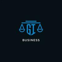 GI monogram initial logo with scales of justice icon design inspiration vector