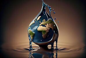 World water day with ecology earth background. Environment conservation and global protection concept. photo