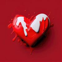 Red heart shape on red background. Valentines day and romance concept. Digital art illustration theme. photo