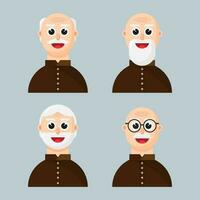 Face of Old Man Flat Illustration Collection vector