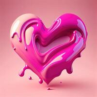 rosado corazón forma en pastel y mínimo rosado antecedentes. san valentin día y romance concepto. digital Arte ilustración tema. generativo ai foto