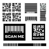 set of barcode and qr code vector