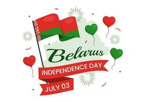 Belarus Independence Day Vector Illustration on 3 July with Waving Flag in National Holiday Flat Cartoon Hand Drawn Landing Page Background Templates