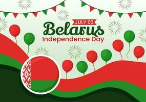 Belarus Independence Day Vector Illustration on 3 July with Waving Flag in National Holiday Flat Cartoon Hand Drawn Landing Page Background Templates